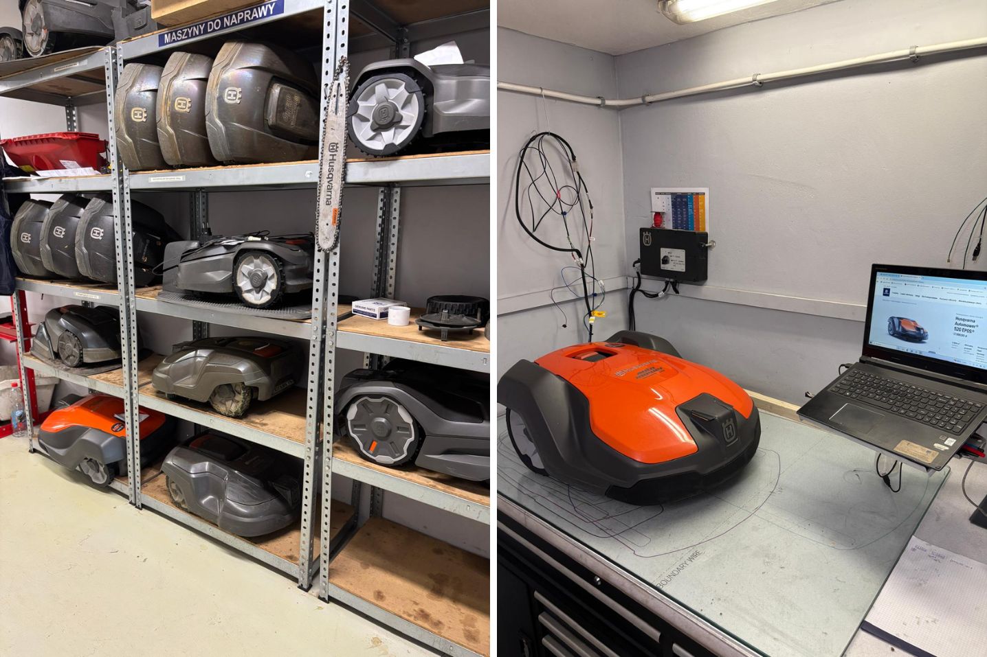 Przechowywanie i serwisowanie robotów koszących